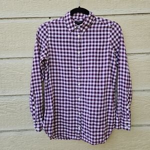J. Crew purple and white classic-fit boy shirt in crinkle gingham size 00